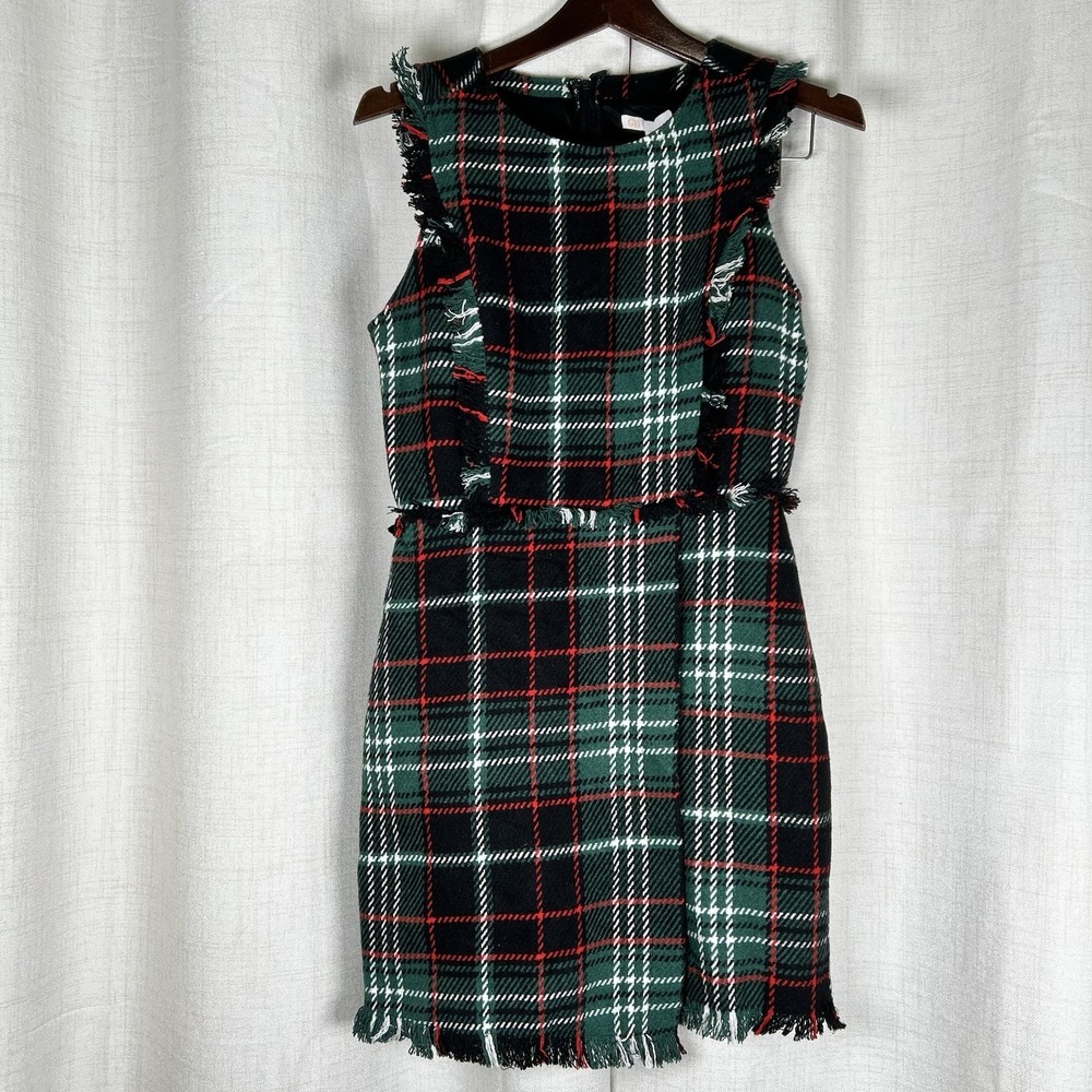 NEW Gianni Bini GB Red Green Plaid Mini Dress Sleeveless Small Christmas Holiday